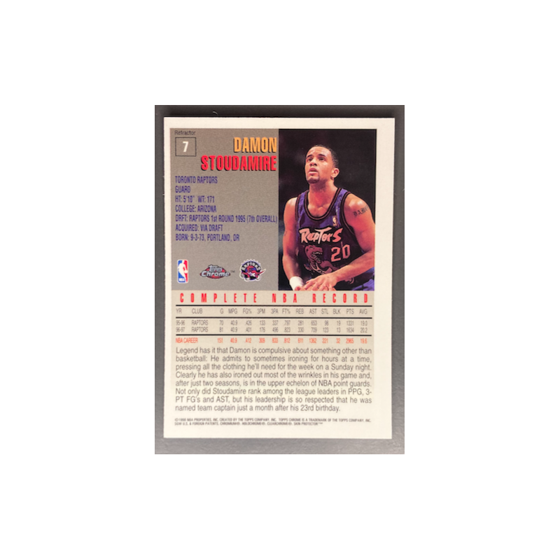 DAMON STOUDAMIRE 1997-98 TOPPS CHROME REFRACTOR - 7