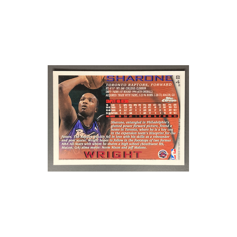 SHARONE WRIGHT 1996-97 TOPPS CHROME REFRACTOR - 84