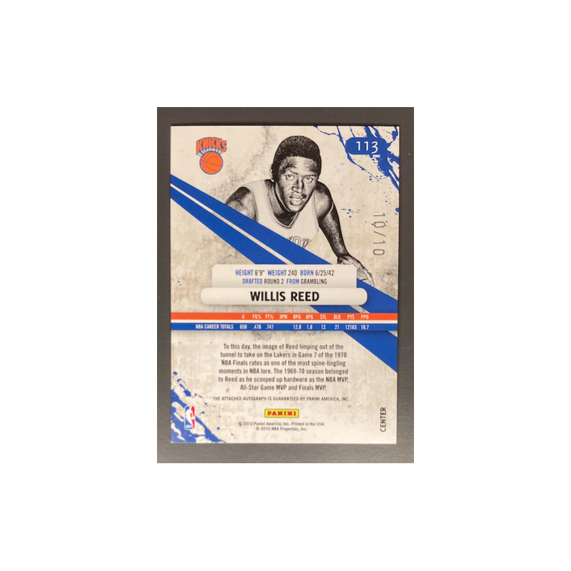 WILLIS REED 2010-11 PANINI ROOKIES & STARS AUTO 10/10