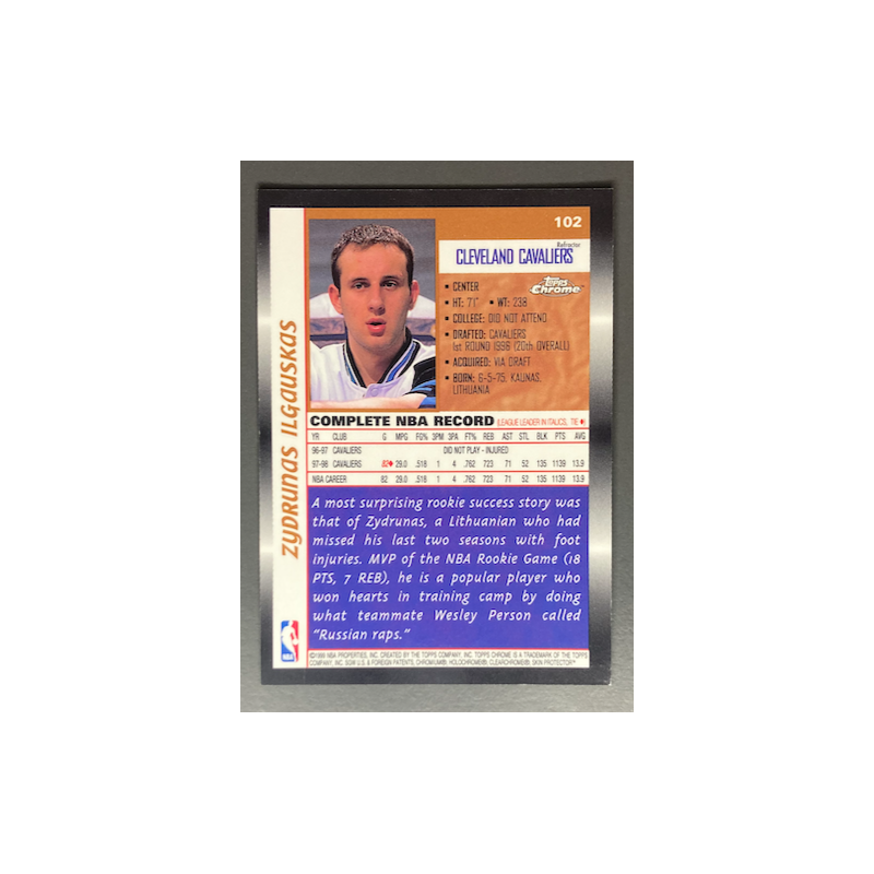 ZYDRAUNAS ILGAUSKAS 1998-99 TOPPS CHROME REFRACTOR - 102