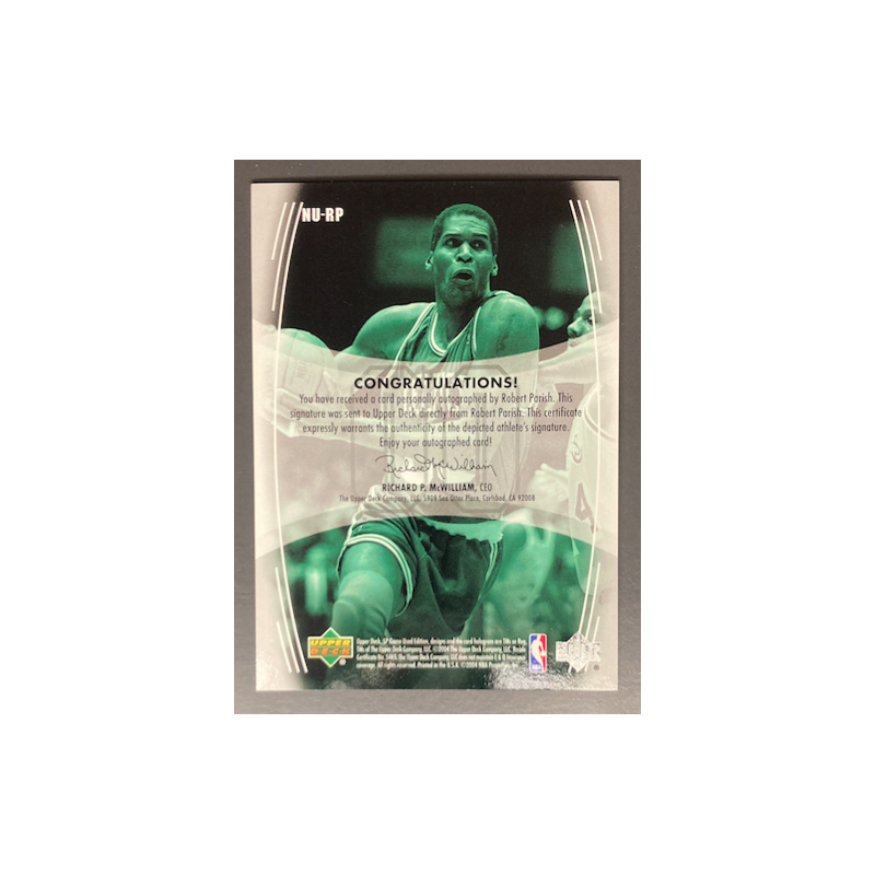 ROBERT PARISH 2003-04 SP GAME USED ENDORSED NUMBERS AUTO 09/10