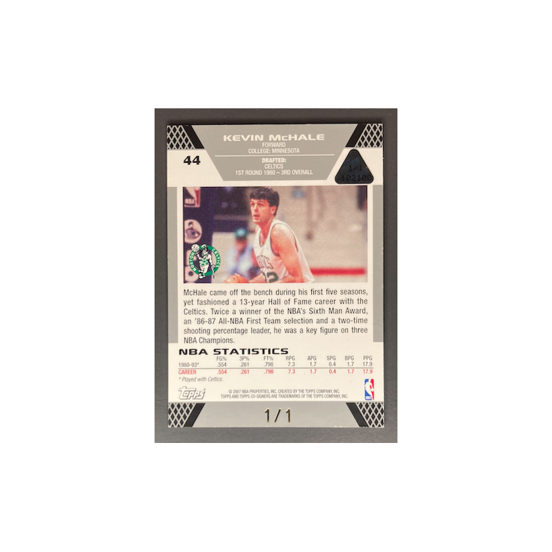 McHALE / HAVLICEK 2007-08 TOPPS CO-SIGNERS GOLD 1/1