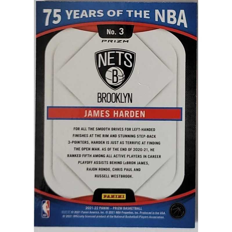 JAMES HARDEN 2021-22 PANINI 75 YEARS OF THE NBA PRIZM SILVER