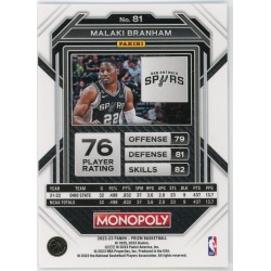 MALAKI BRANHAM 2022-23 PANINI PRIZM MONOPOLY RC