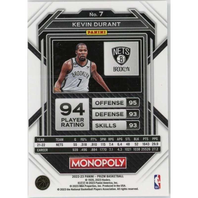 KEVIN DURANT 2022-23 PANINI PRIZM MONOPOLY