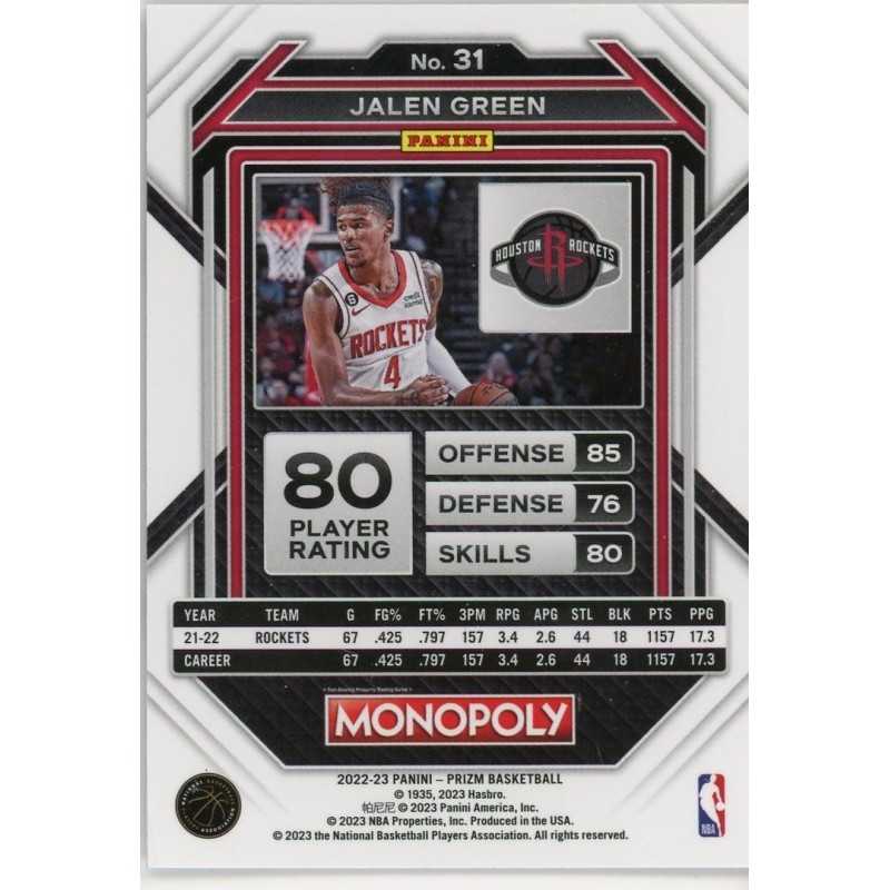 JALEN GREEN 2022-23 PANINI PRIZM MONOPOLY