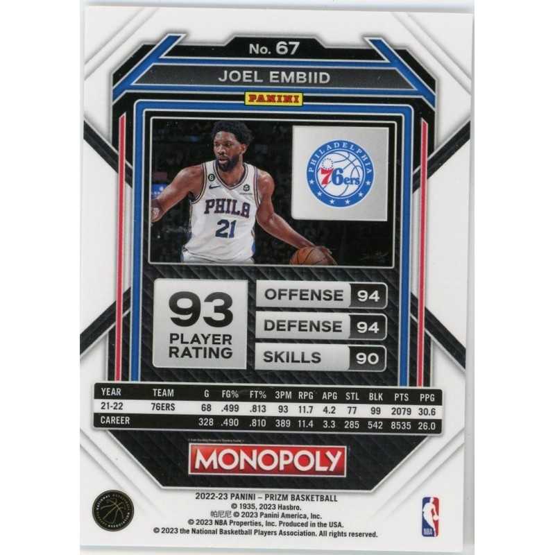 JOEL EMBIID 2022-23 PANINI PRIZM MONOPOLY