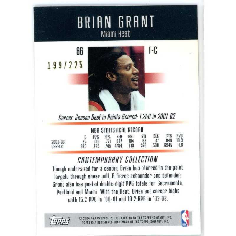 BRIAN GRANT 2003-04 TOPPS CONTEMPORARY COLLECTION RED 199/225