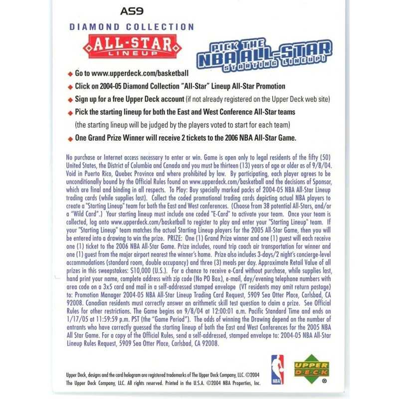 PAUL PIERCE 2004-05 UPPER DECK ALL-STAR LINEUP PROMOS ECARDS