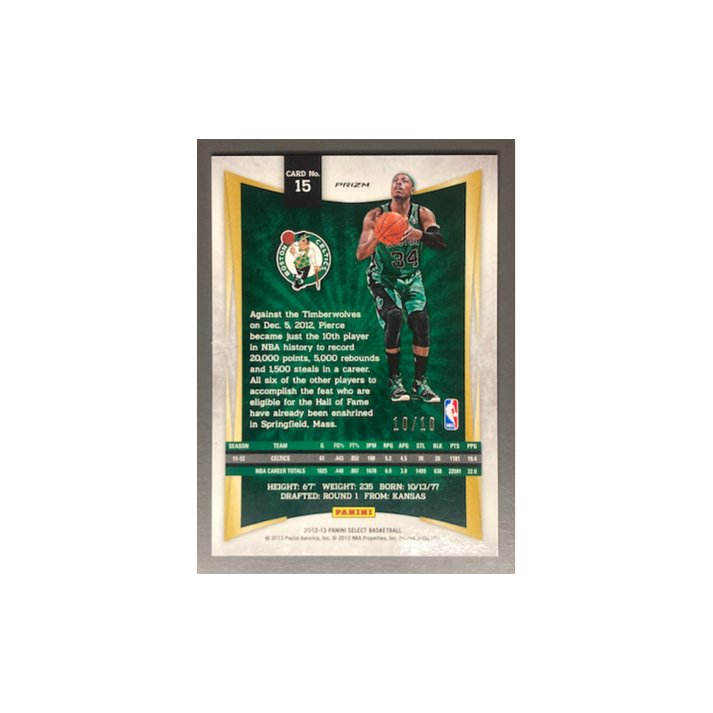 2012-13 PAUL PIERCE Panini Selectgold prizm 15 10/10