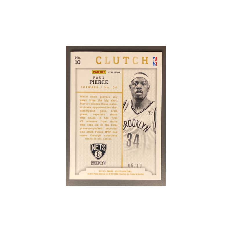 2013-14 PAUL PIERCE Panini Select Clutch Gold 10 6/10