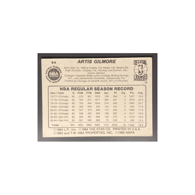 1984-85 ARTIS GILMORE Star 64
