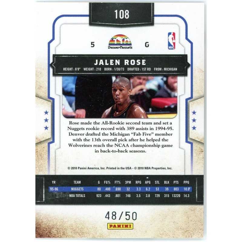 JALEN ROSE 2009-10 CLASSICS TIMELESS TRIBUTES GOLD 48/50
