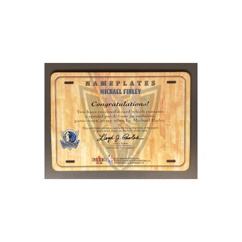 2001-02 MICHAEL FINLEYFleer Platinum Nameplates 12