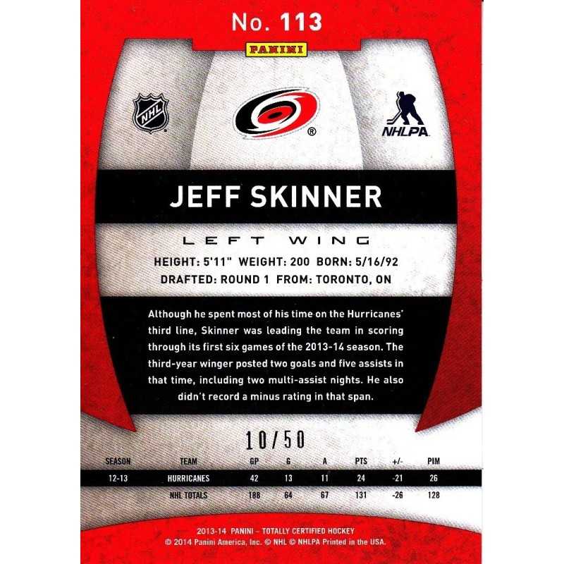 JEFF SKINNER 2013-14 PANINI CERTIFIED " BLUE " /50