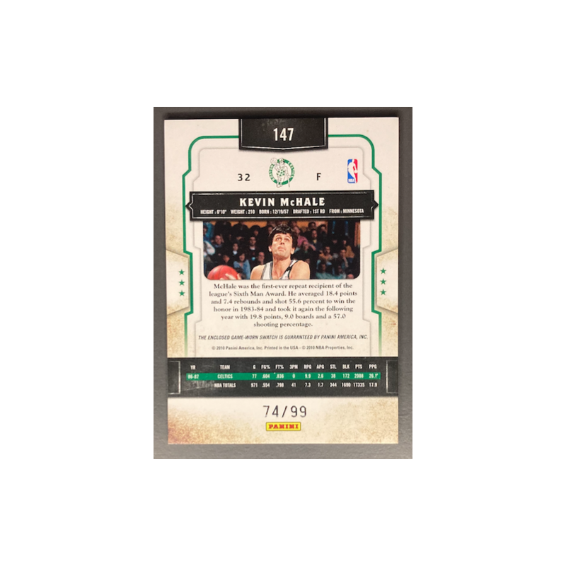KEVIN McHALE 2009-10 Classics Timeless Threads jersey 74/99