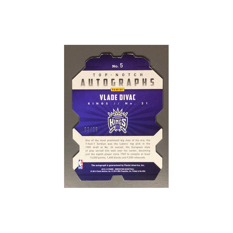 VLADE DIVAC 2013-14 panini Innovation Top Notch Autograph Gold 02/25