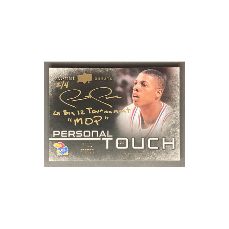PAUL PIERCE 2013 Upper Deck All Time Greats “MOP” Kansas Personal Touch 2/4