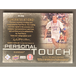PAUL PIERCE 2013 Upper Deck All Time Greats “MOP” Kansas Personal Touch 2/4