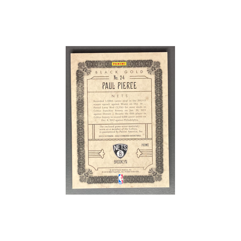 PAUL PIERCE 2013-14 Panini Gold Standard Black Gold Threads Prime 1/7