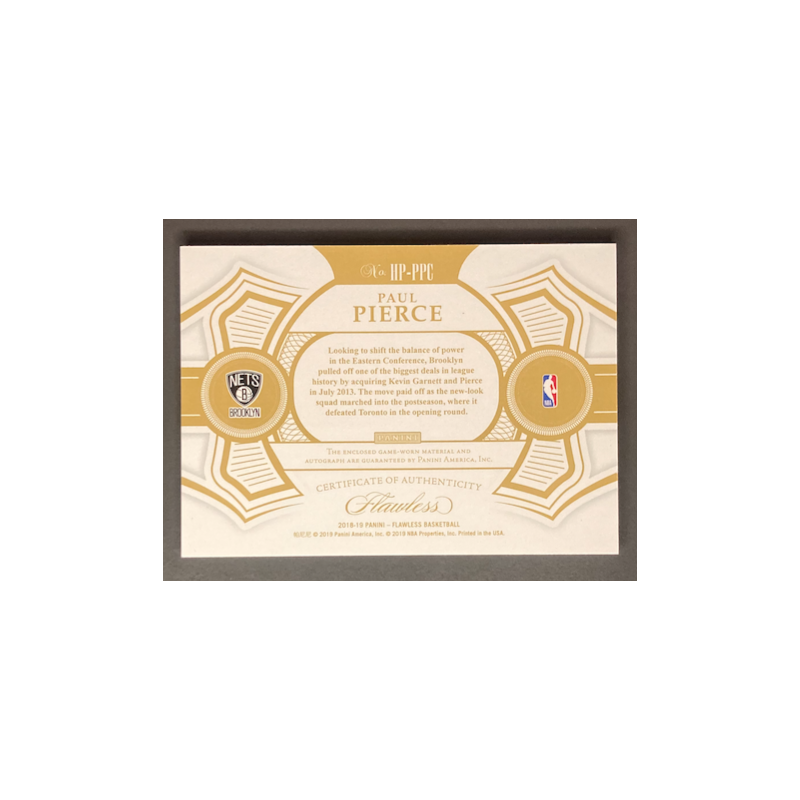 PAUL PIERCE 2018-19 Panini Flawless Patch Autograph 14/25