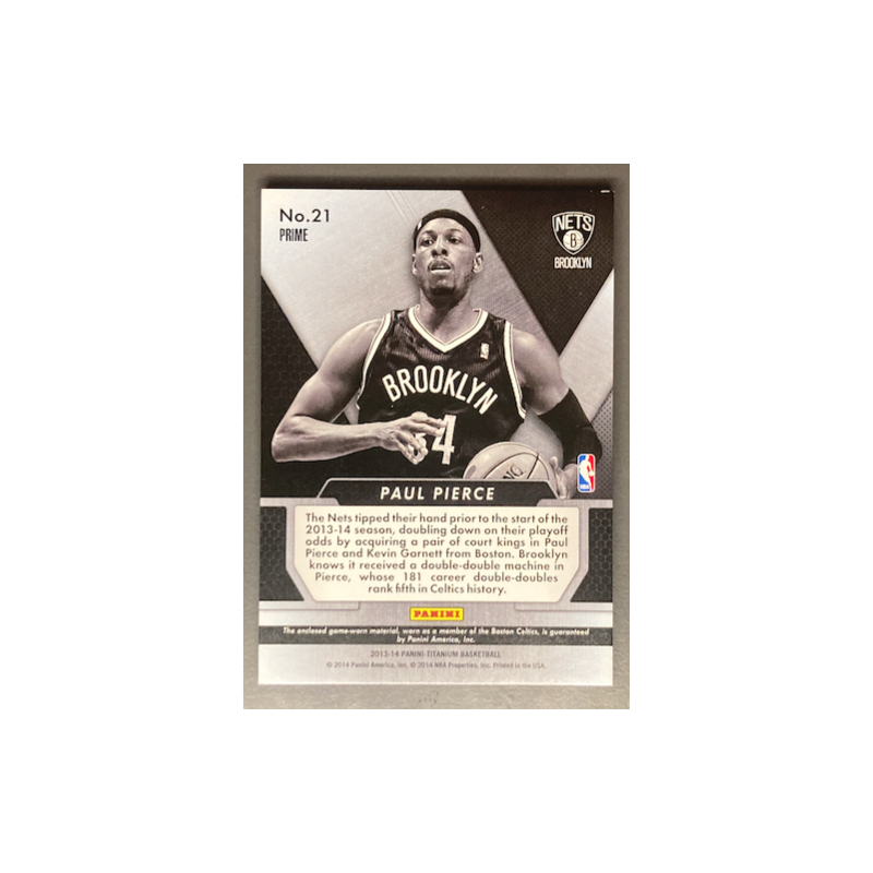 PAUL PIERCE 2013-14 Panini Titanium Double Double Jerseys Laundry Tags 1/1