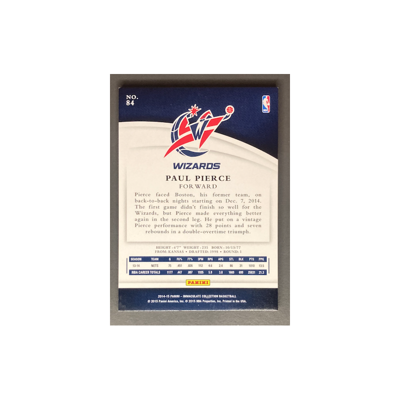 PAUL PIERCE 2014-15 Panini Immaculate platinum 1/1