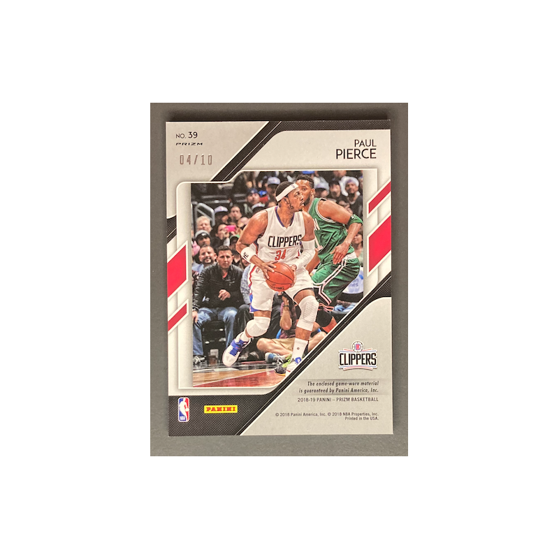 PAUL PIERCE 2018-19 Panini Prizm Sensational Swatches prime patch 04/10