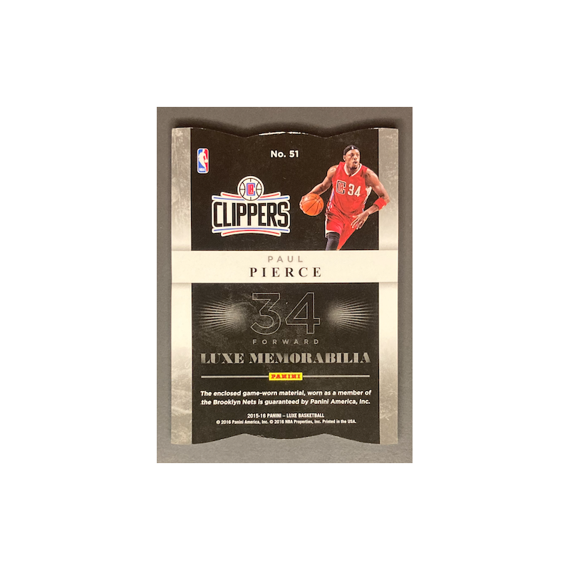 PAUL PIERCE 2015-16 Panini Luxe Memorabilia Die Cuts Black 1/1