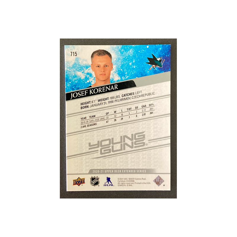 JOSEF KORENAR 2020-21 UPPER DECK EXTENDED SERIES YOUNG GUNS