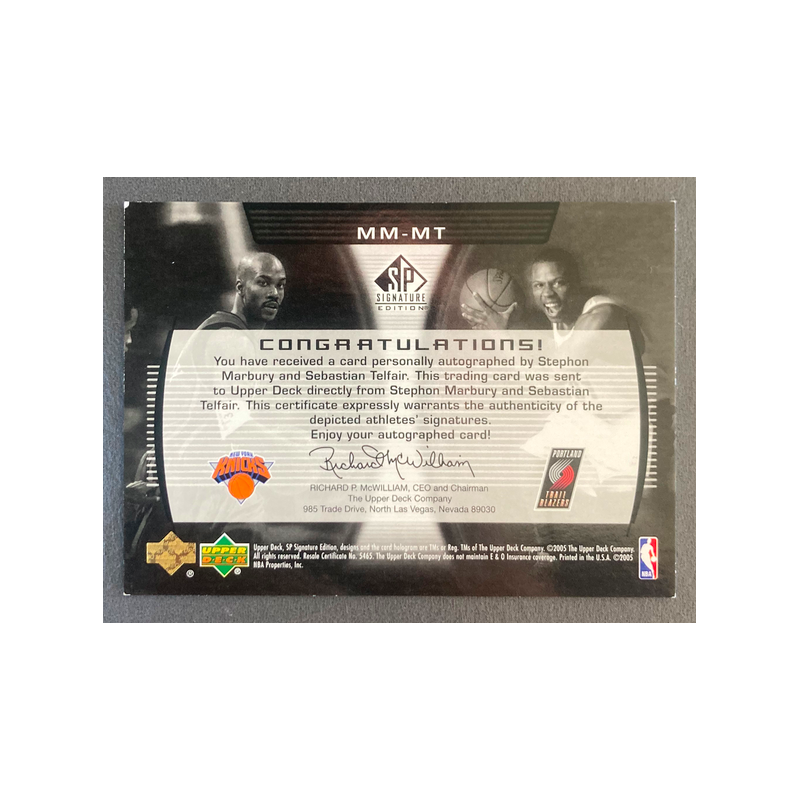 MARBURY / TELFAIR 2004-05 upper deck SP Signature Edition Marquee Marks /100