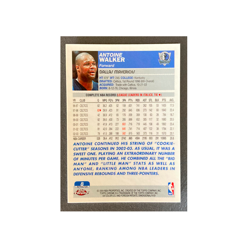 ANTOINE WALKER 2003-04 Topps Chrome Refractor - 8
