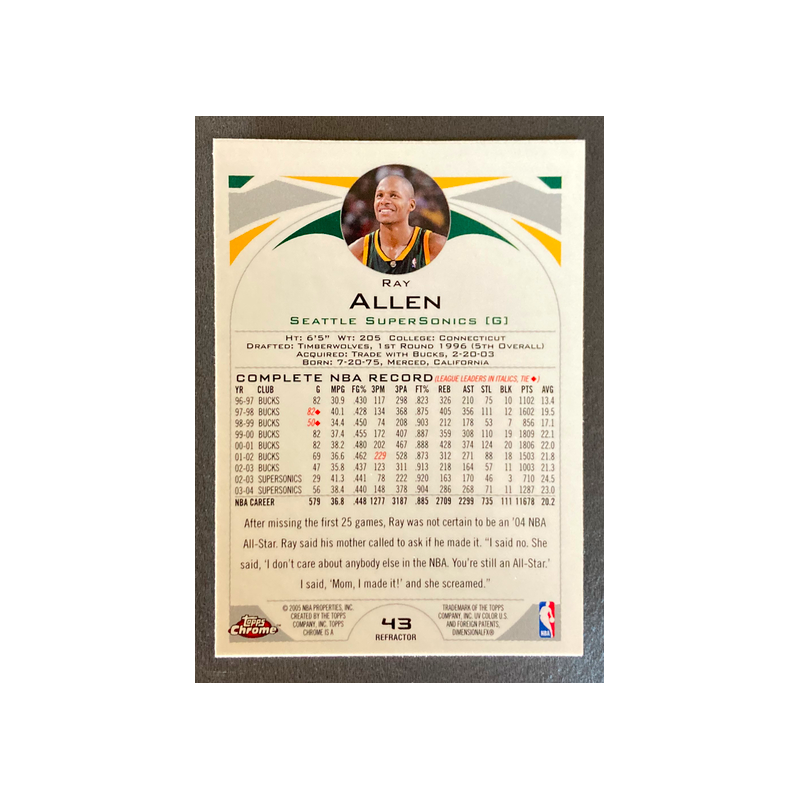 RAY ALLEN 2004-05 Topps Chrome Refractor - 43