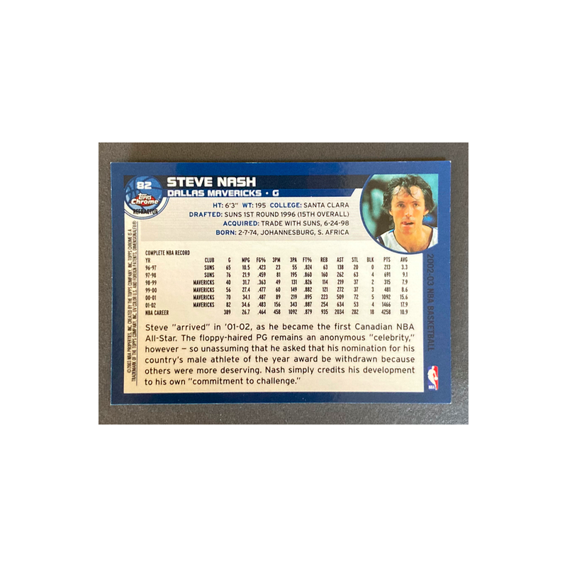 STEVE NASH 2002-03 Topps Chrome Refractor - 82