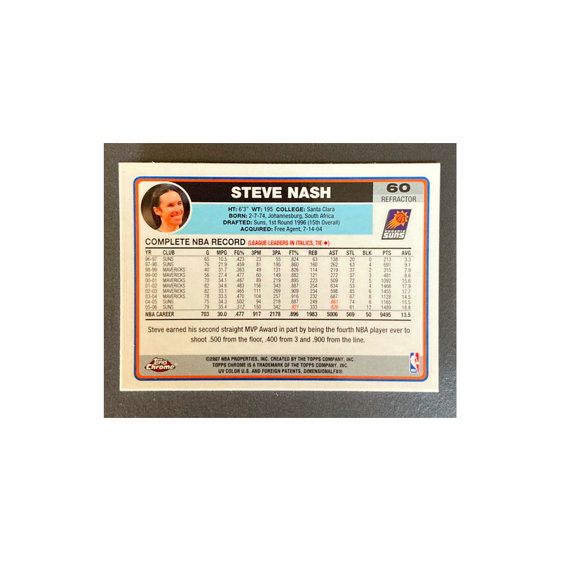 STEVE NASH 2006-07 Topps Chrome Refractor - 60