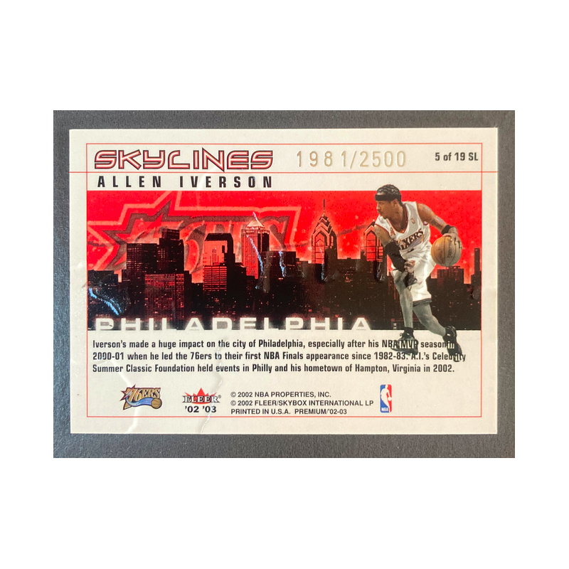 ALLEN IVERSON 2002-03 Fleer Premium Skylines 1981/2500