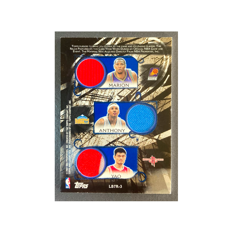 BRAND / WALLACE / IVERSON / ARENAS / MARION / ANTHONY / YAO 2006-07 Topps Luxury Box Relics Seven jerseys Blue 37/49