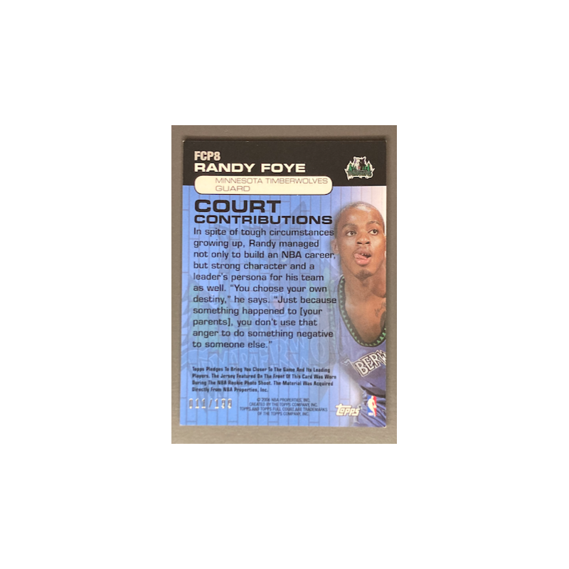 RANDY FOYE 2006 TOPPS FULL COURT PRESS DUAL JERSEY 011/199