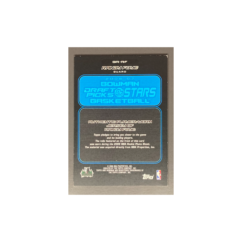 RANDY FOYE 2006 BOWMAN DRAFT PICKS & STARS JERSEY