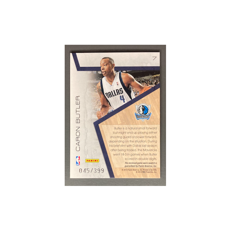 CARON BUTLER 2010-11 PANINI THREADS CENTURY STARS JERSEY 045/399