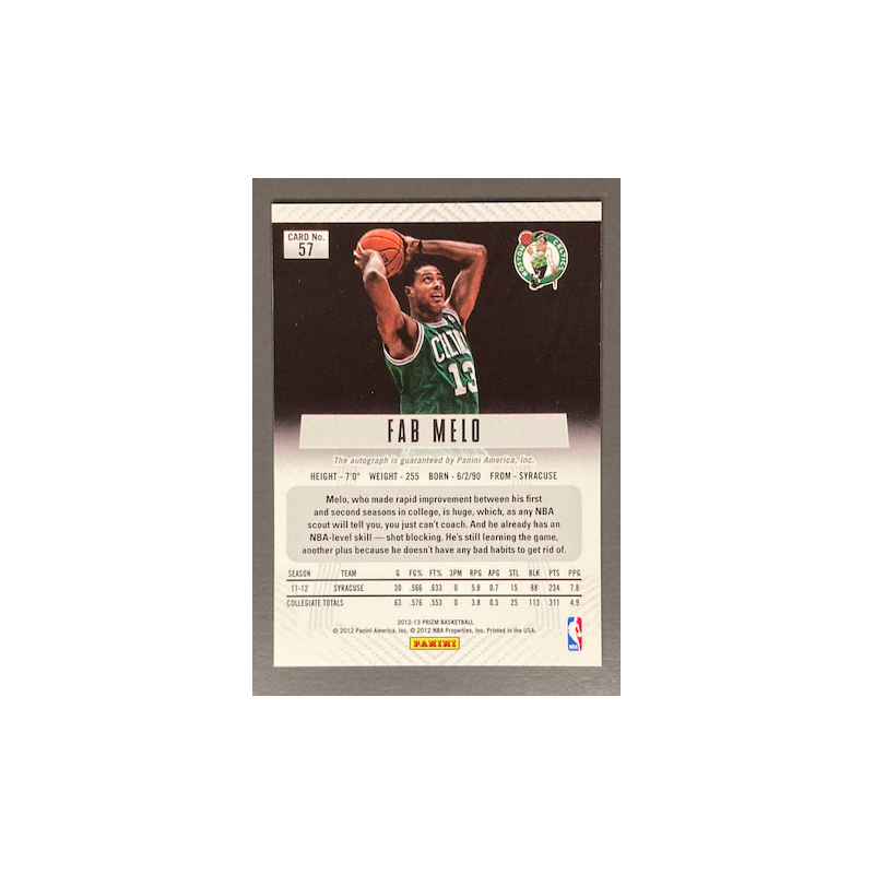 FAB MELO 2012-13 Panini Prizm Autograph - 57