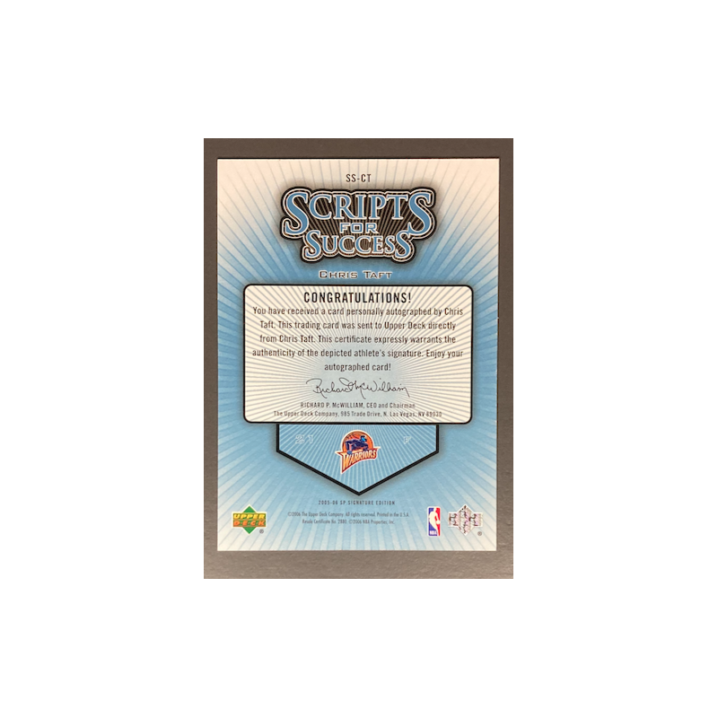 CHRIS TAFT 2005-06 SP Signature Edition Scripts for Success 162/200