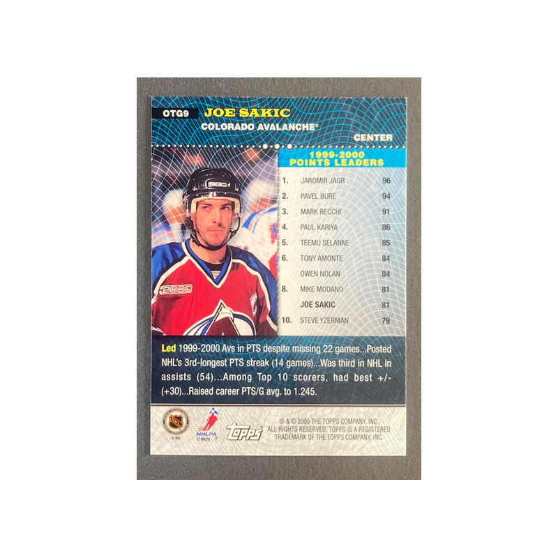 JOE SAKIC 2000-01 Topps Own the Game - OTG9