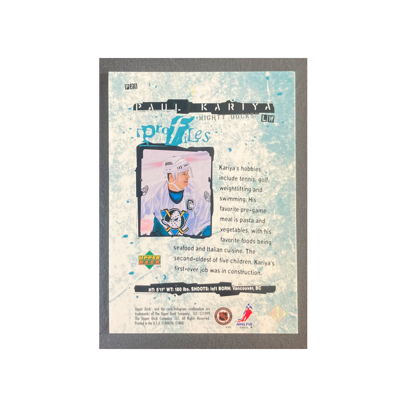 PAUL KARIYA 1998-99 Upper Deck Profiles - P21