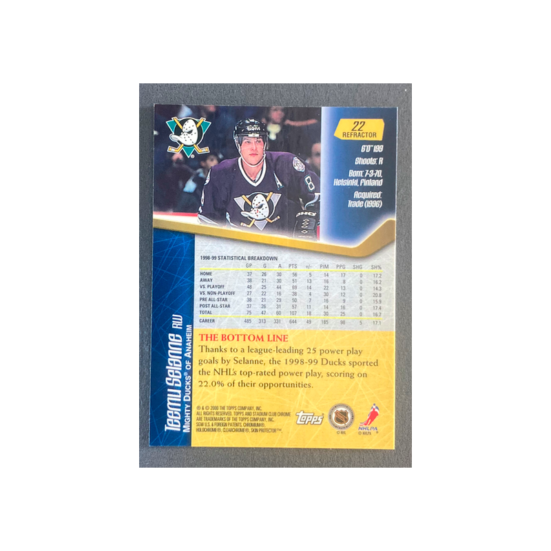 TEEMU SELANNE 1999-00 Stadium Club Chrome Refractor - 22