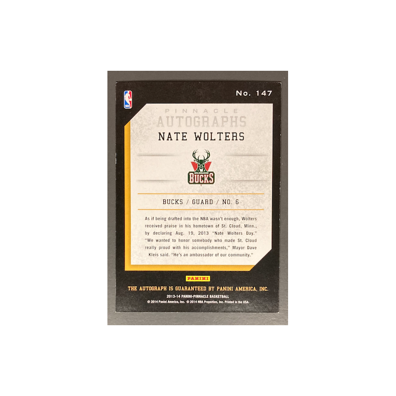 NATE WOLTERS 2013-14 Pinnacle Rookie Autograph - 147