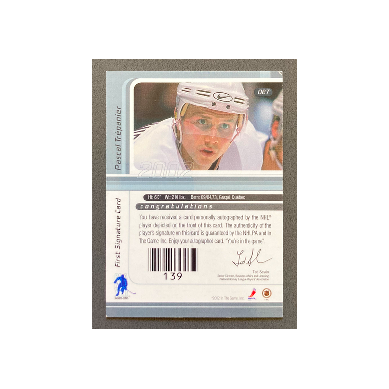 PASCAL TREPANIER 2001-02 BAP Signature Series Autographs - 87