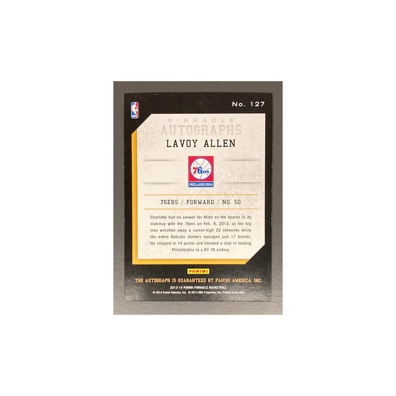 LAVOY ALLEN 2013-14 Pinnacle Autographs - 127