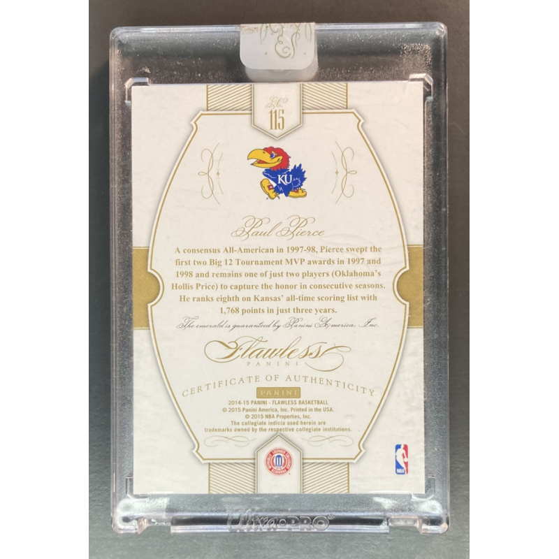 PAUL PIERCE 2014-15 Panini Flawless alma mater emerald 1/5