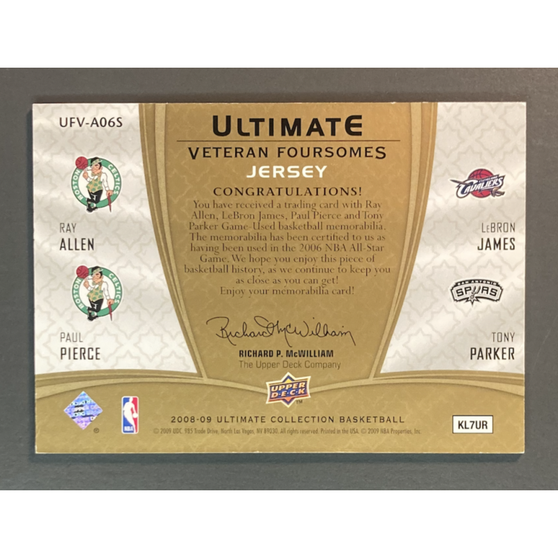 PARKER / LEBRON /PIERCE / ALLEN 2008-09 Ultimate Collection Patches Foursome Veterans 34/50